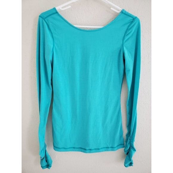 Zella xs deep scoop back long sleeve teal gym top - Picture 1 of 5